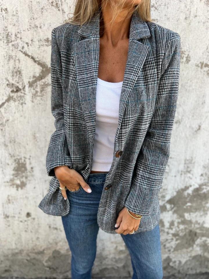 Danaya | Blazer d'hiver à carreaux élégant pour femmes