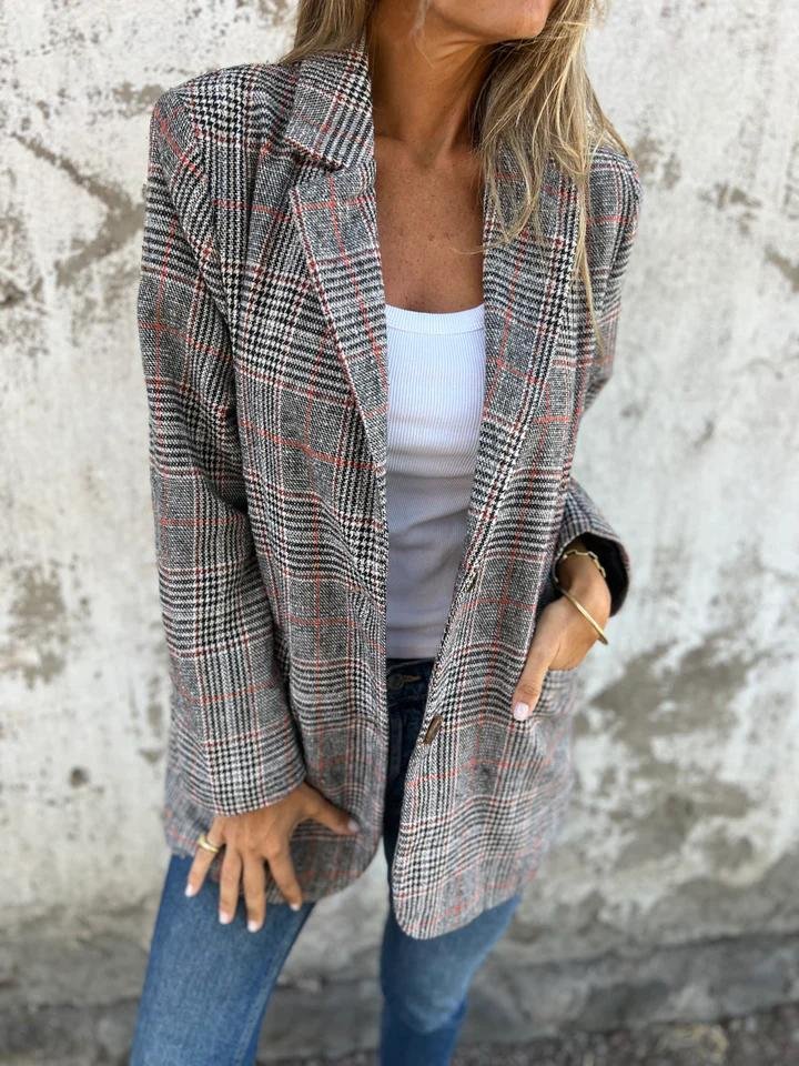 Danaya | Blazer d'hiver à carreaux élégant pour femmes